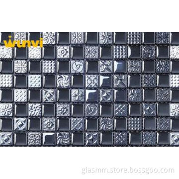 Square Gray Glass Mosaic Wall Tile , Glass Mosaic Bathroom